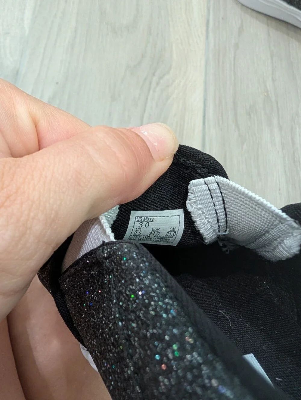 Vans Off The Wall Black Sparkle Shoes Size 3